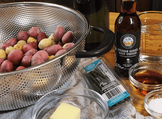 Ingredients needed to make malt vinegar smashed potatoes